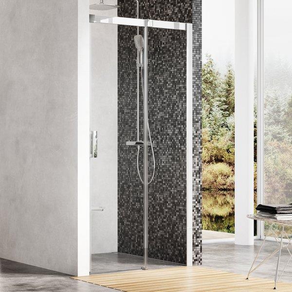 dušas durvis MSD2-120 R, 1200 mm, h=1950 mm, balts/caurspīdīgs stikls